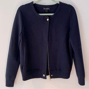 J. Crew Midnight Blue Cardigan with Gold Accents